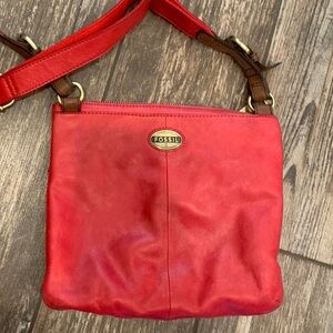 Fossil Crossbody Explorer Red Genuine Leather